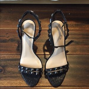 BCBG Black sparkly studded strappy heels
